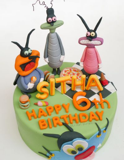 Oggy and Cockroaches Fondant Cake