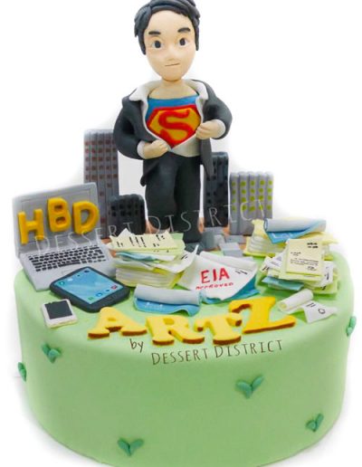 Superman in working suit fondant cake